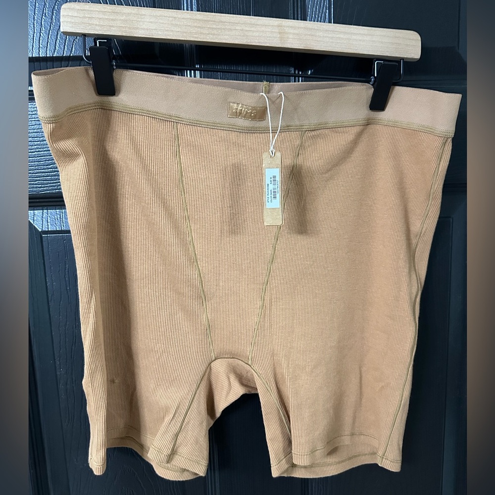 SKIMS Camel Ribbed Boxer Shorts